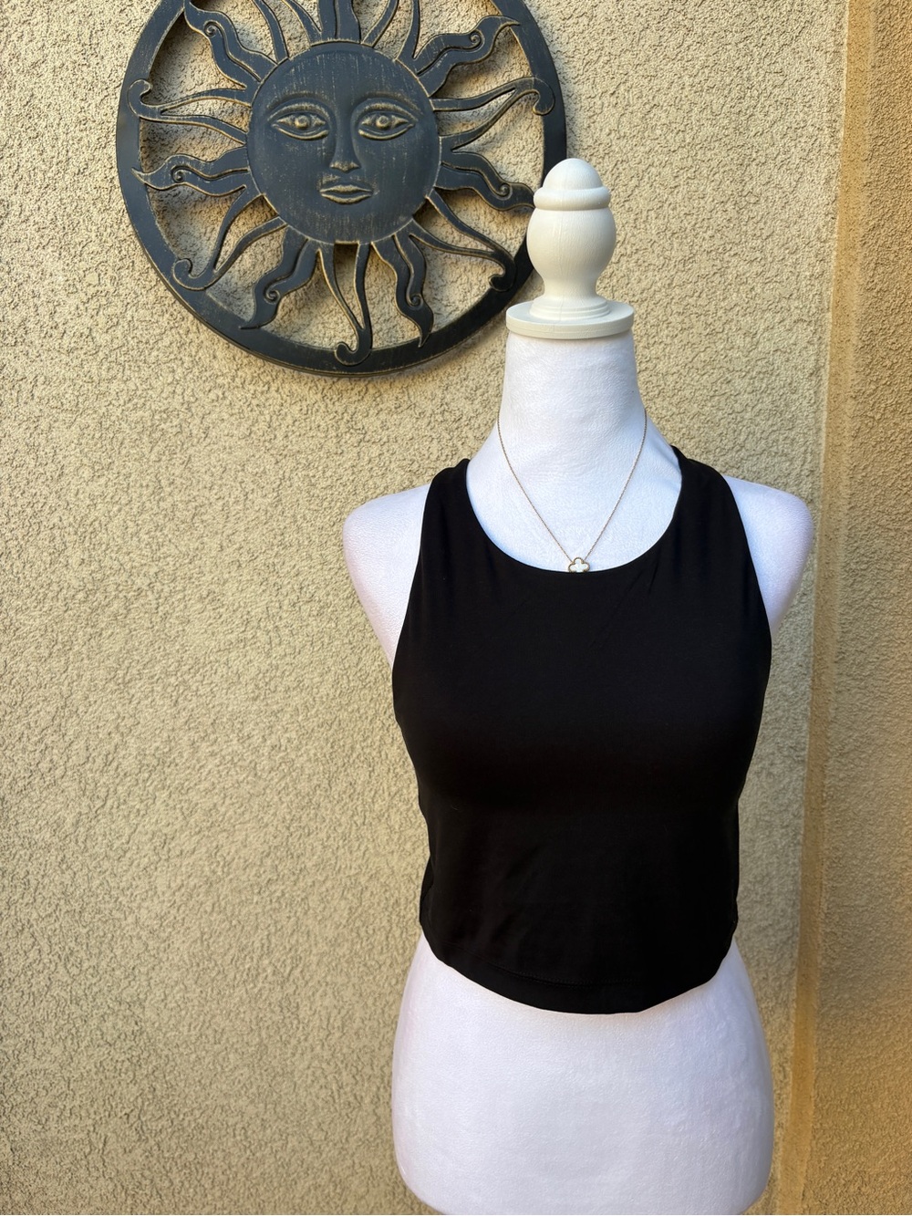 Black Danskin Activewear Halter Tank Top